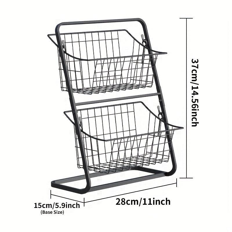 2 Tier Metal Fruit Basket Countertop Organizer for Kitchen & Bathroom Storage
