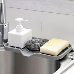 Large Silicone Sponge Holder Sink Organizer Caddy Drain Storage Tray