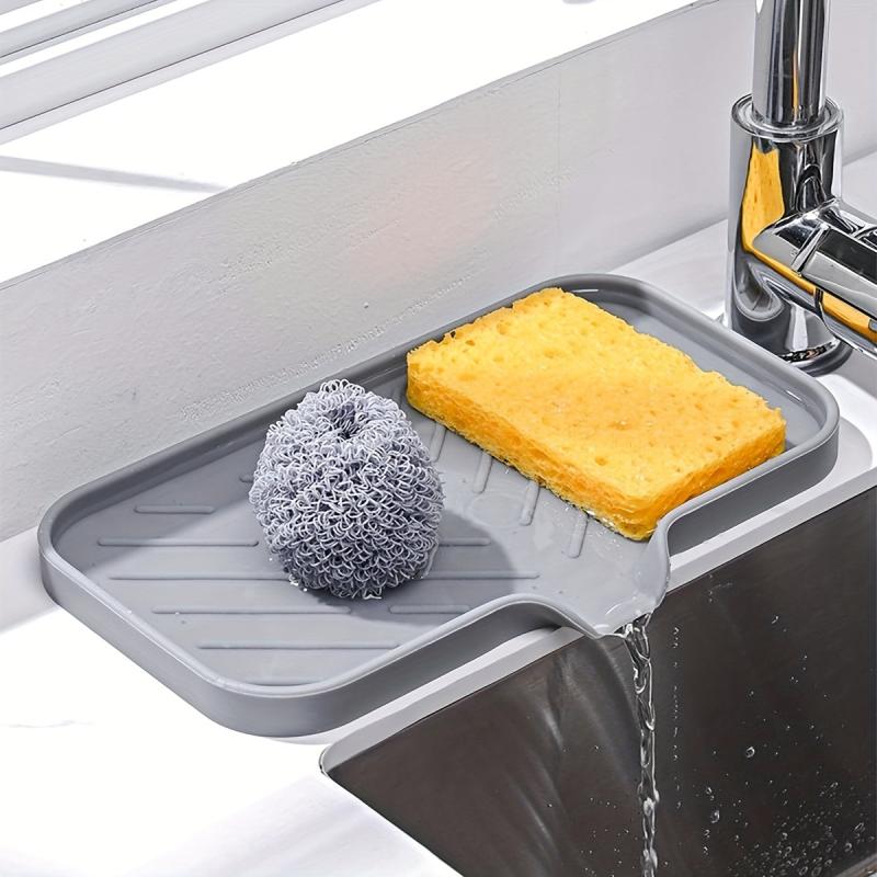 Large Silicone Sponge Holder Sink Organizer Caddy Drain Storage Tray