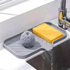 Large Silicone Sponge Holder Sink Organizer Caddy Drain Storage Tray