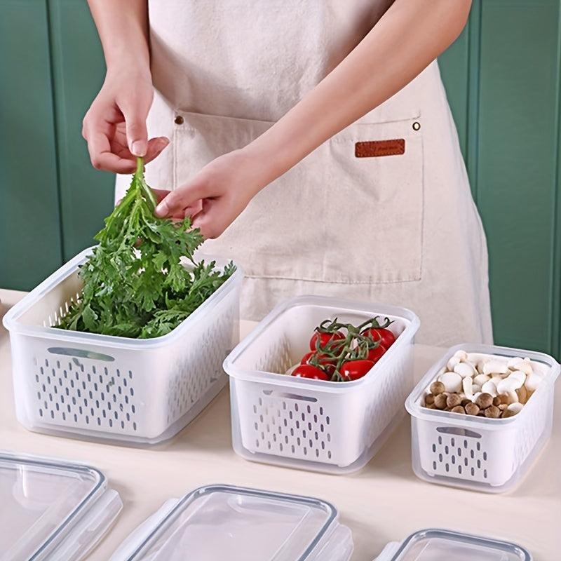 Double Layer Refrigerator Box with Draining Basket