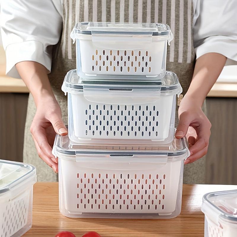 Double Layer Refrigerator Box with Draining Basket