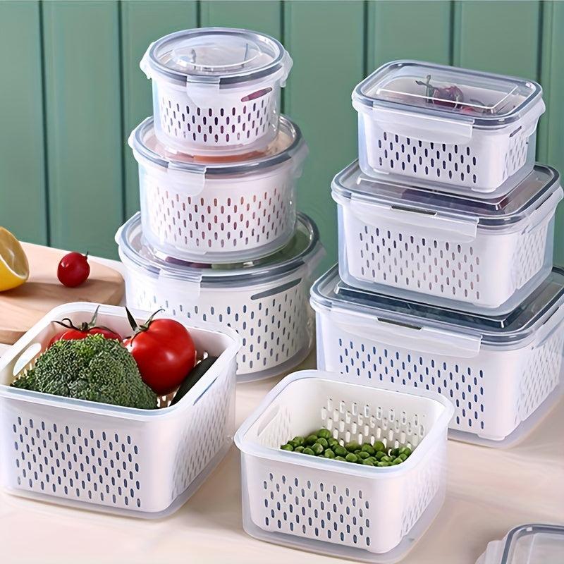 Double Layer Refrigerator Box with Draining Basket