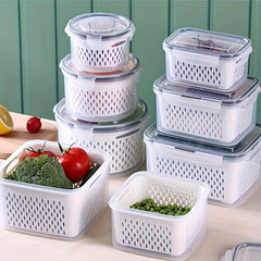 Double Layer Refrigerator Box with Draining Basket