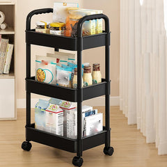 3-Layer Small Cart Plastic Storage Rack with Wheels