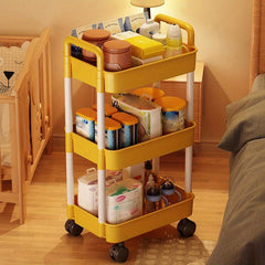 3-Layer Small Cart Plastic Storage Rack with Wheels