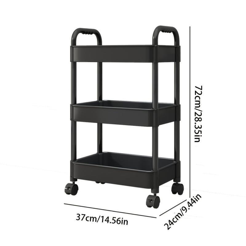 3-Layer Small Cart Plastic Storage Rack with Wheels
