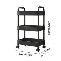 3-Layer Small Cart Plastic Storage Rack with Wheels