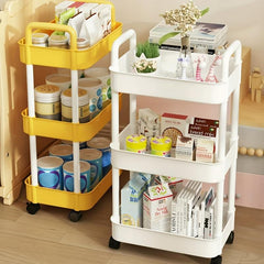 3-Layer Small Cart Plastic Storage Rack with Wheels