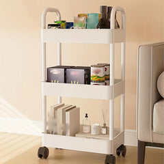 3-Layer Small Cart Plastic Storage Rack with Wheels