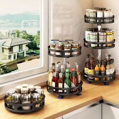 Adjustable Rotating Storage Rack for Kitchen Bathroom Countertop