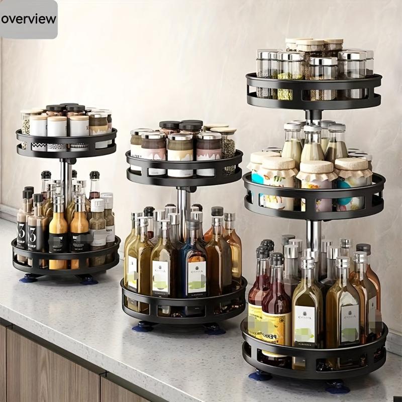 Adjustable Rotating Storage Rack for Kitchen Bathroom Countertop