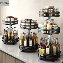 Adjustable Rotating Storage Rack for Kitchen Bathroom Countertop