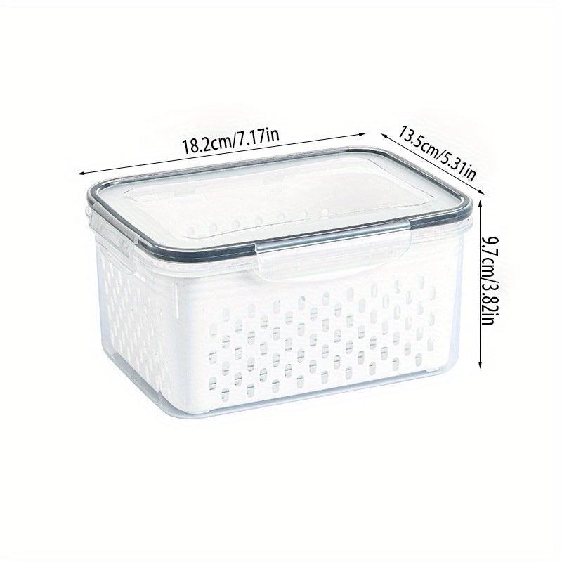 Double Layer Refrigerator Storage Box with Lid
