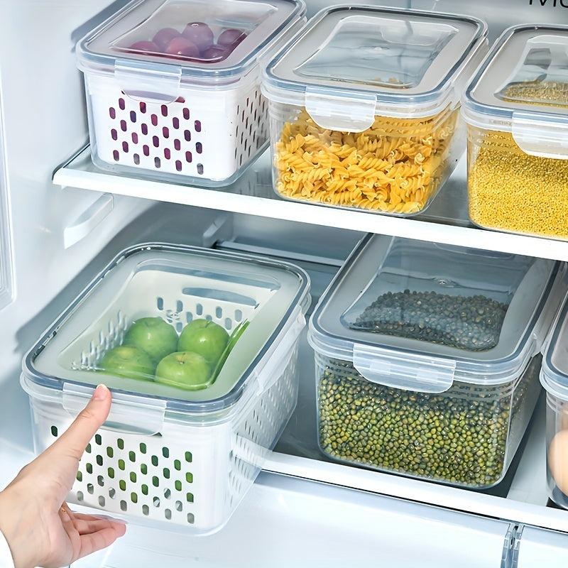 Double Layer Refrigerator Storage Box with Lid