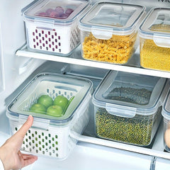 Double Layer Refrigerator Storage Box with Lid