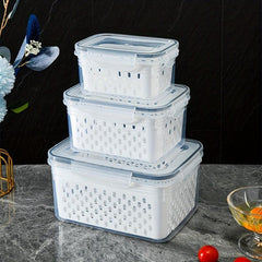 Double Layer Refrigerator Storage Box with Lid