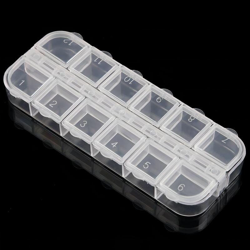 12 Grid Plastic Storage Box Transparent Jewelry Bead Portable Organizer