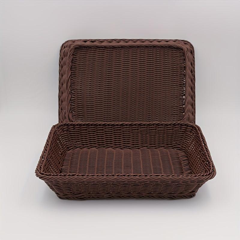 1pc Rattan Storage Basket for Kitchen Bathroom Bedroom Living Room