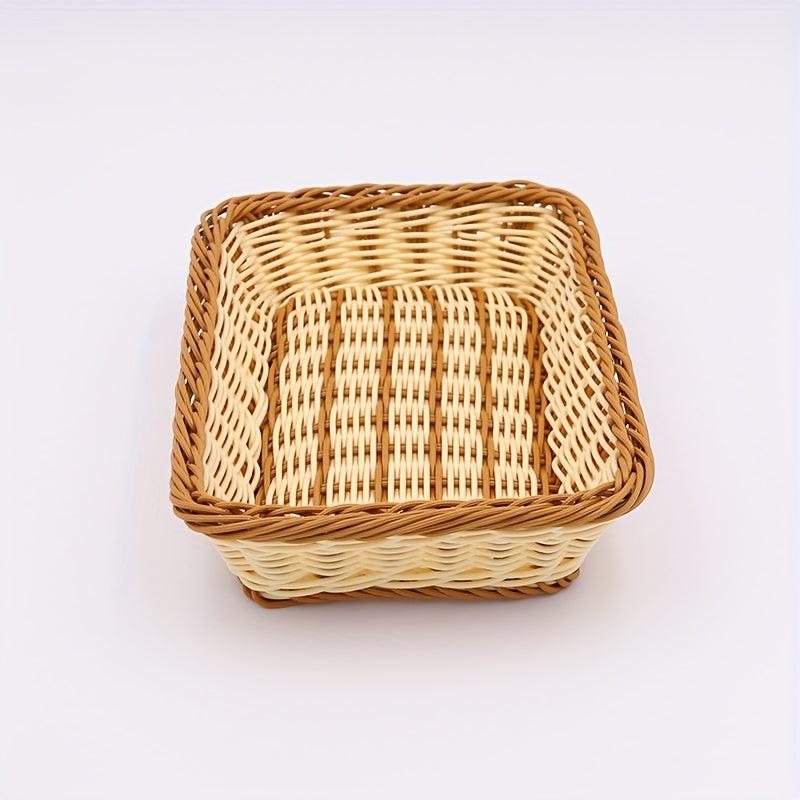 1pc Rattan Storage Basket for Kitchen Bathroom Bedroom Living Room