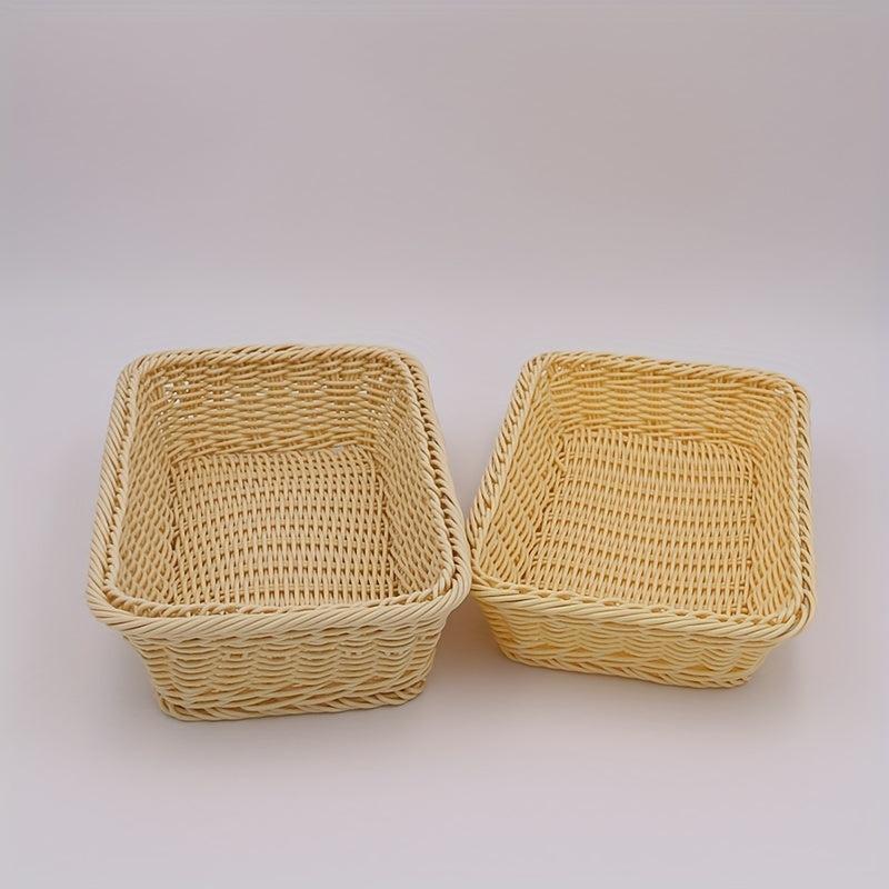 1pc Rattan Storage Basket for Kitchen Bathroom Bedroom Living Room