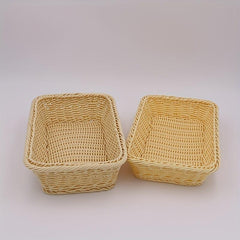 1pc Rattan Storage Basket for Kitchen Bathroom Bedroom Living Room