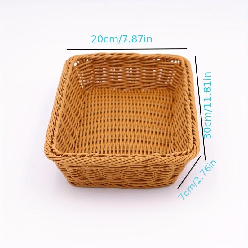 1pc Rattan Storage Basket for Kitchen Bathroom Bedroom Living Room