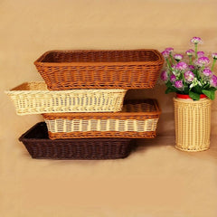 1pc Rattan Storage Basket for Kitchen Bathroom Bedroom Living Room