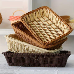 1pc Rattan Storage Basket for Kitchen Bathroom Bedroom Living Room