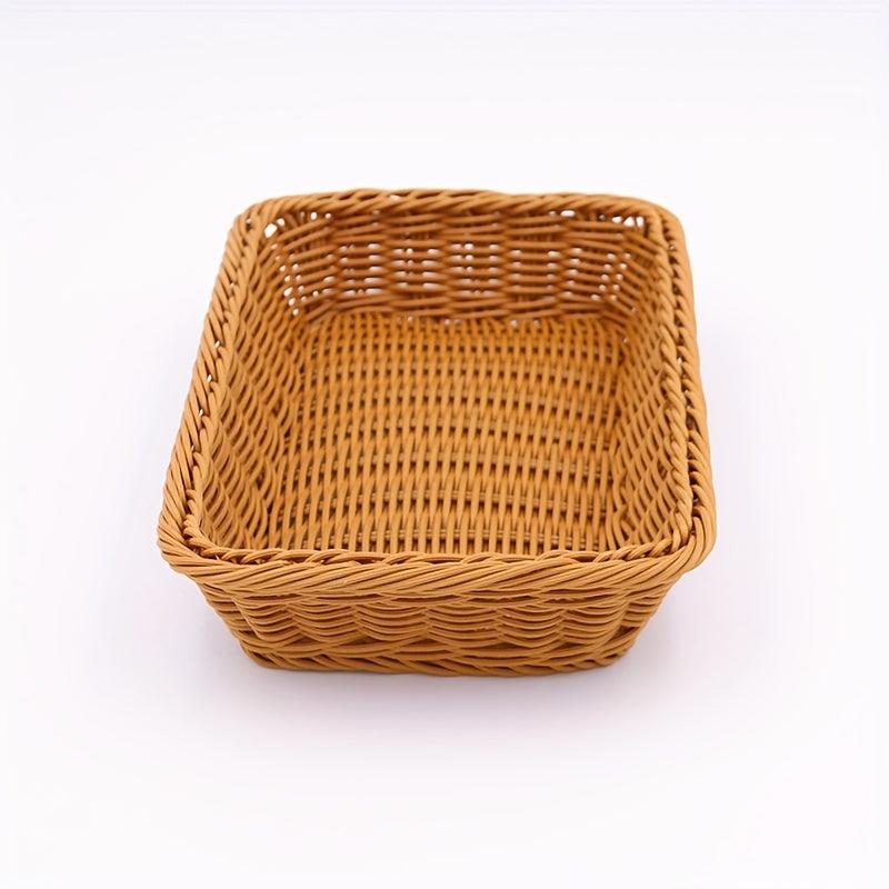 1pc Rattan Storage Basket for Kitchen Bathroom Bedroom Living Room