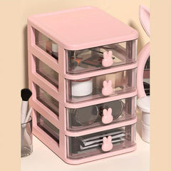 Pink Storage Drawer Cabinet Rabbit Handle Stackable Storage Box