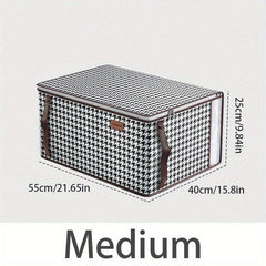 Large Capacity Storage Bag Zipper Clothes Organizer Box Plaid Storage Bag