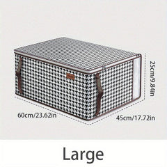 Large Capacity Storage Bag Zipper Clothes Organizer Box Plaid Storage Bag