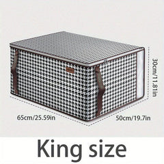 Large Capacity Storage Bag Zipper Clothes Organizer Box Plaid Storage Bag