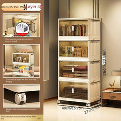 Foldable Storage Box with Wheel & Doors Stackable Shoes Storage