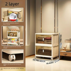 Foldable Storage Box with Wheel & Doors Stackable Shoes Storage