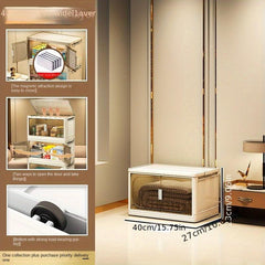 Foldable Storage Box with Wheel & Doors Stackable Shoes Storage