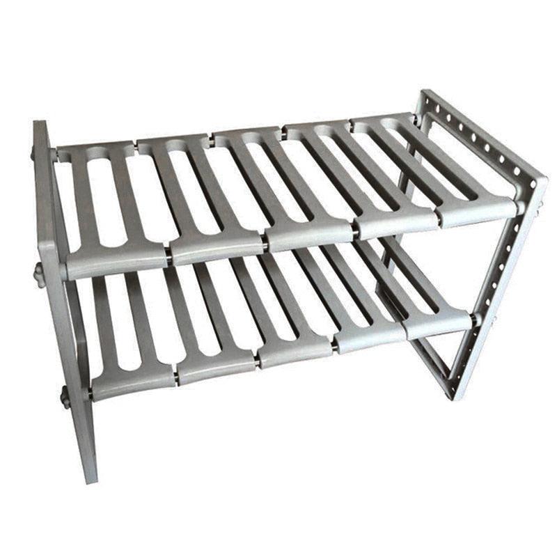 2 Tier Under Sink Organizer with 10 Removable Panels for Bathroom Storage