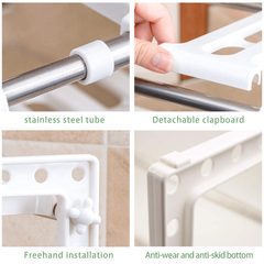 2 Tier Under Sink Organizer with 10 Removable Panels for Bathroom Storage