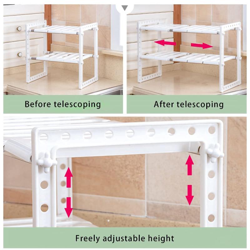 2 Tier Under Sink Organizer with 10 Removable Panels for Bathroom Storage