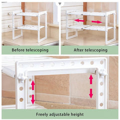 2 Tier Under Sink Organizer with 10 Removable Panels for Bathroom Storage