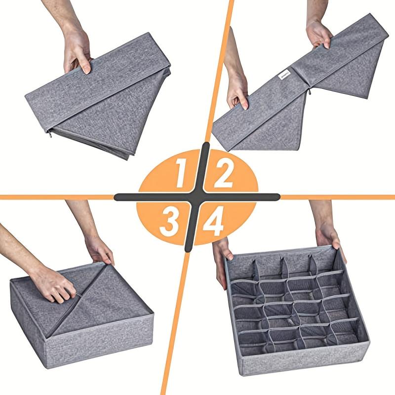 Fabric 24-Cell Drawer Divider for Closet Storage