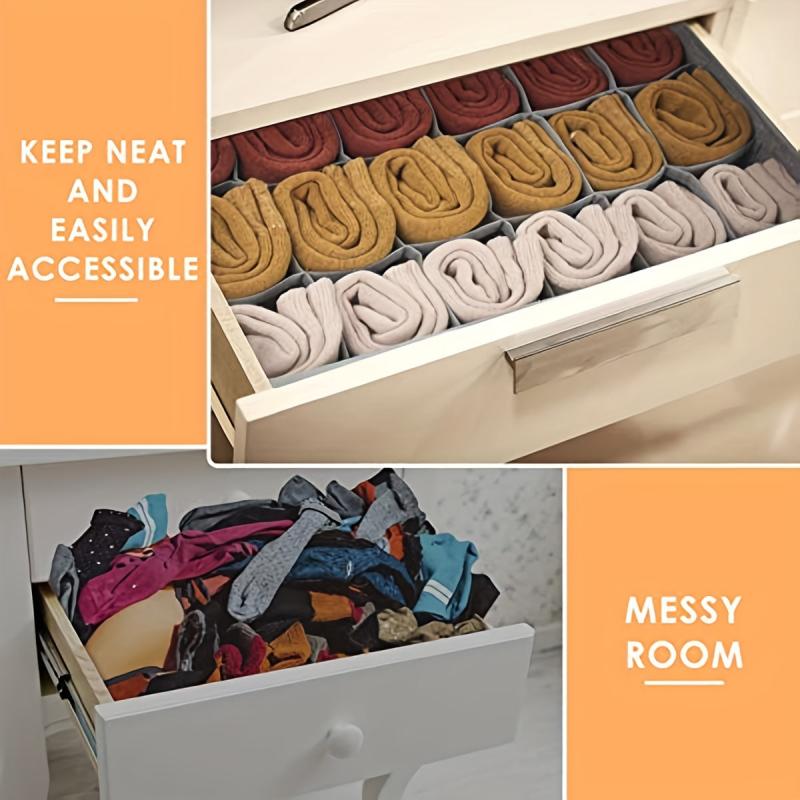Fabric 24-Cell Drawer Divider for Closet Storage