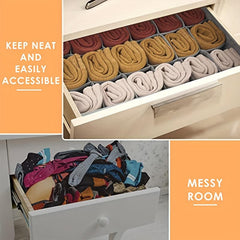 Fabric 24-Cell Drawer Divider for Closet Storage