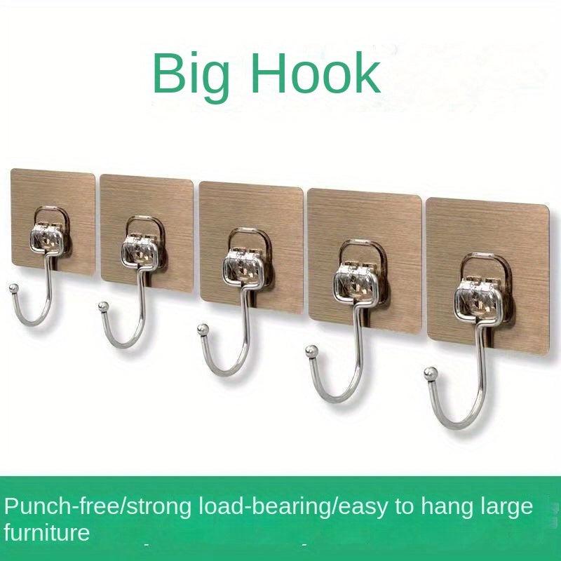 10 Sets Large Hooks Punch Strong Adhesive Hook Bathroom Living Room