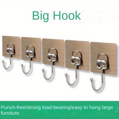 10 Sets Large Hooks Punch Strong Adhesive Hook Bathroom Living Room