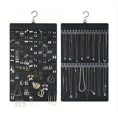 Double-Sided Hanging Jewelry Organizer with Metal Hook - Felt Earring & Necklace