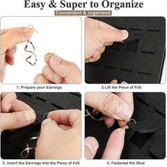 Double-Sided Hanging Jewelry Organizer with Metal Hook - Felt Earring & Necklace