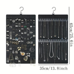 Double-Sided Hanging Jewelry Organizer with Metal Hook - Felt Earring & Necklace