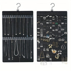 Double-Sided Hanging Jewelry Organizer with Metal Hook - Felt Earring & Necklace